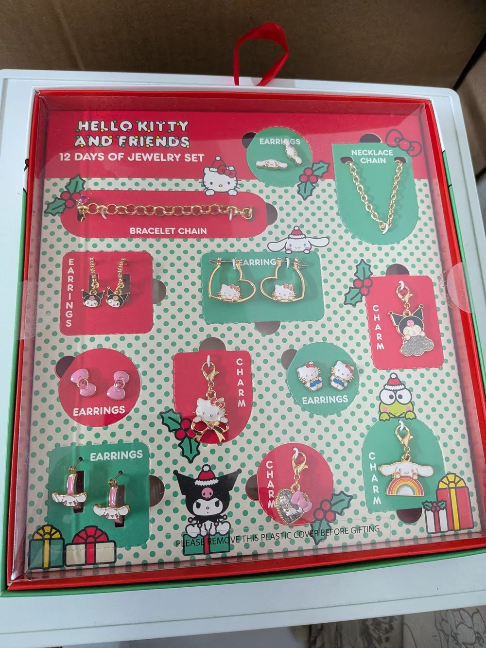 Hello Kitty Kids Red and Gold Jewelry Set - 12 Day Accessories